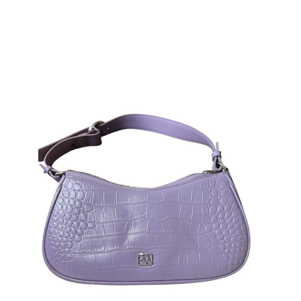 Parisa Wang New York Calf Leather Croc Lavender Charmed Baguette Handbag NWT